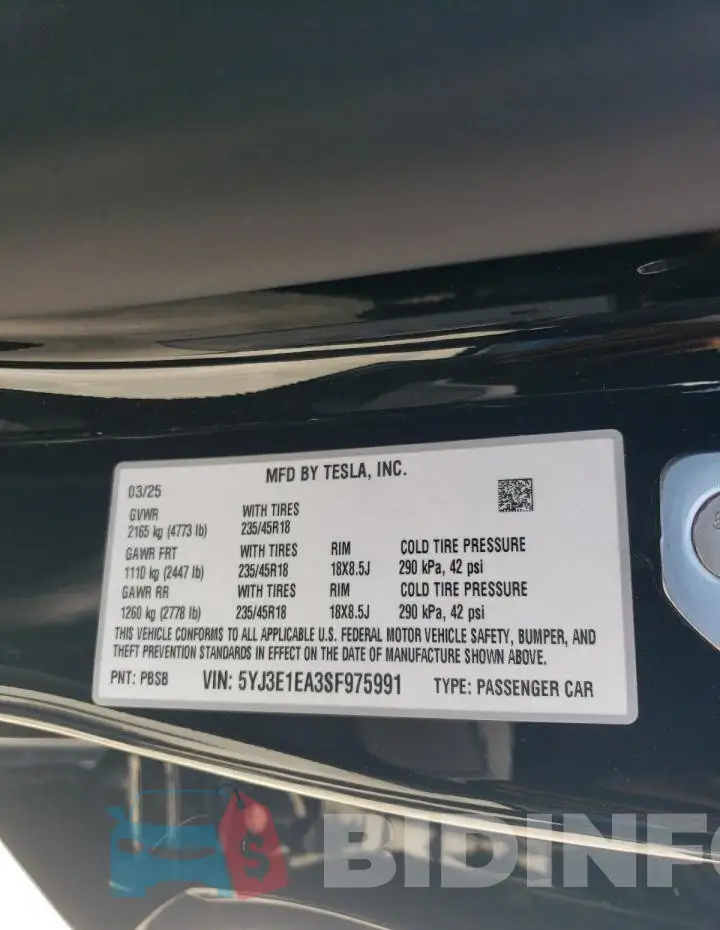 5YJ3E1EA3SF975991 Photo# 12