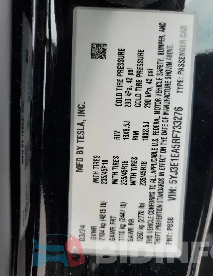 5YJ3E1EA5RF733276 Photo# 12