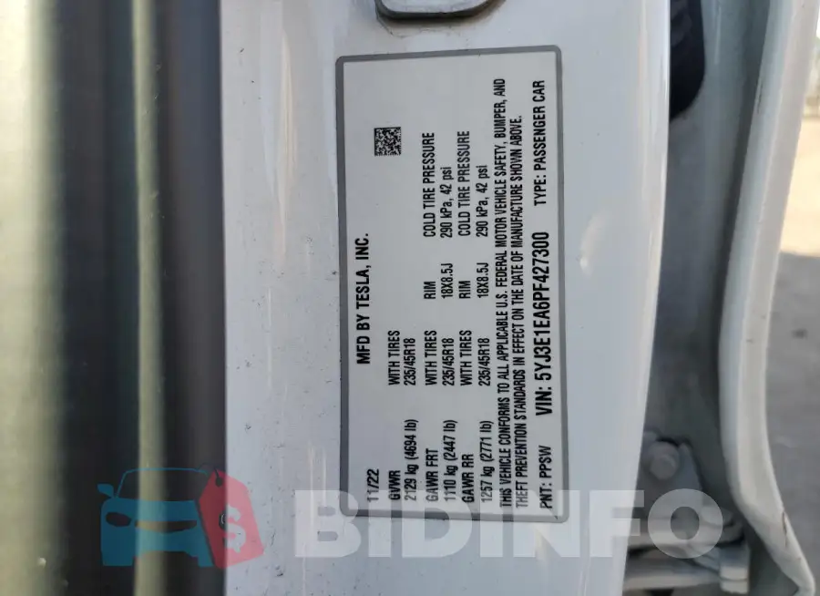 5YJ3E1EA6PF427300 Photo# 12