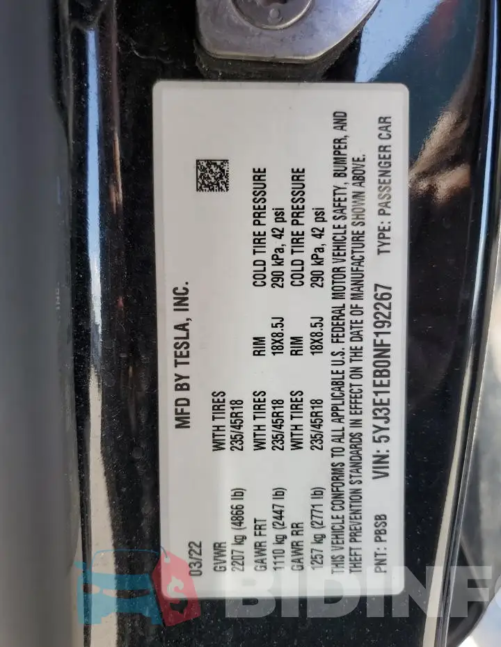 5YJ3E1EB0NF192267 Photo# 12