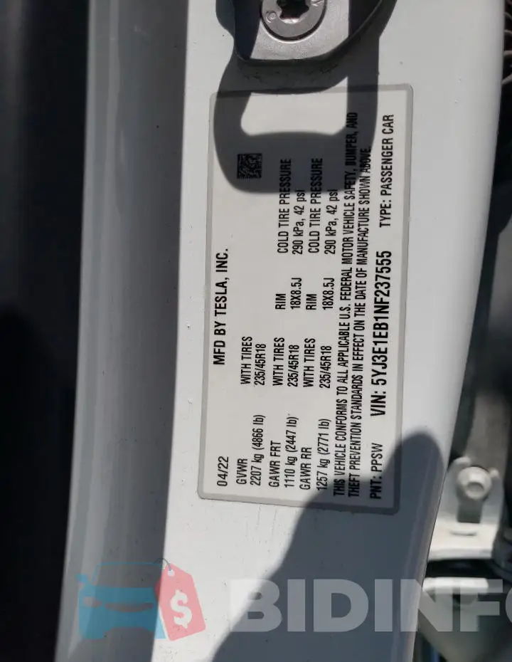 5YJ3E1EB1NF237555 Photo# 12