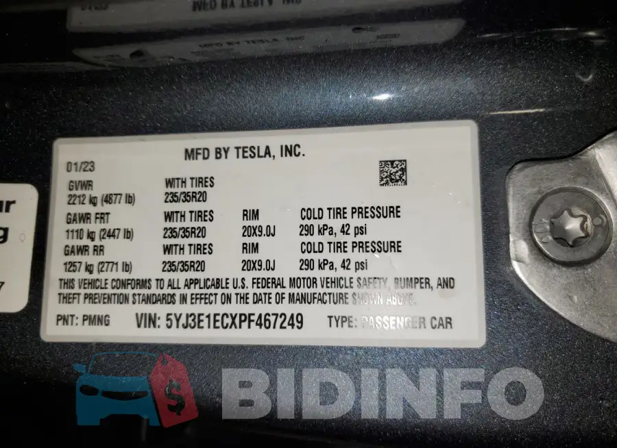 5YJ3E1ECXPF467249 Photo# 12