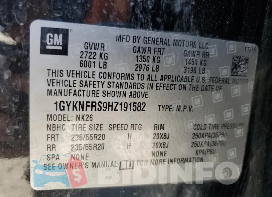 1GYKNFRS9HZ191582 Photo# 13