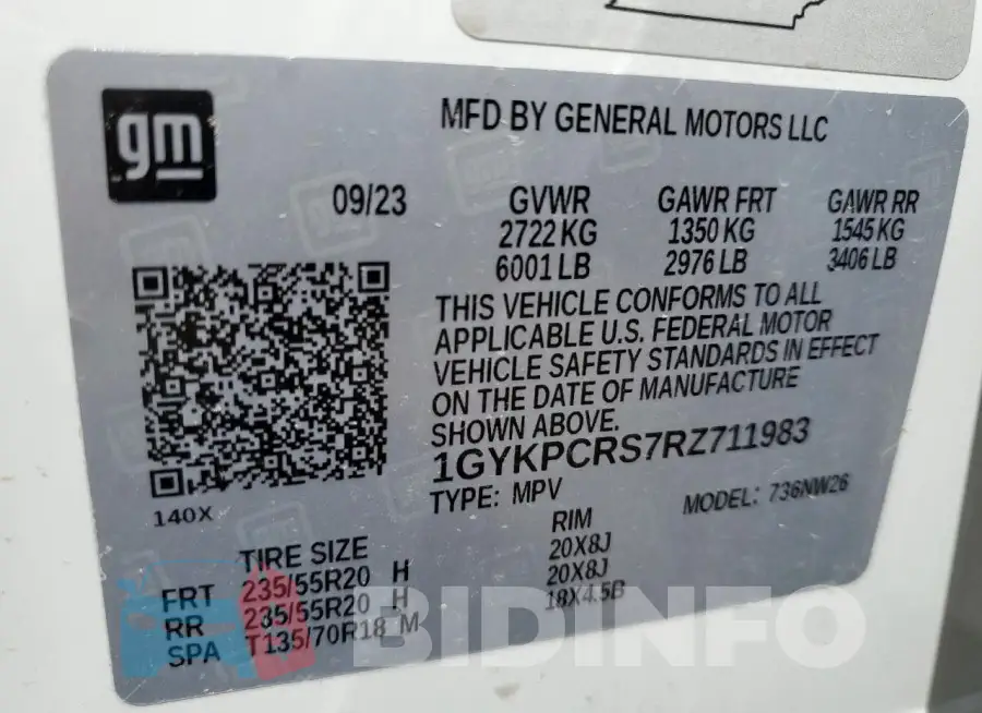 1GYKPCRS7RZ711983 Photo# 13