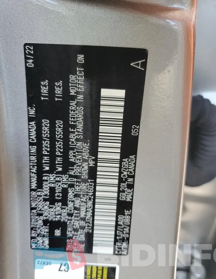 2T2JZMAA9NC246031 Photo# 14