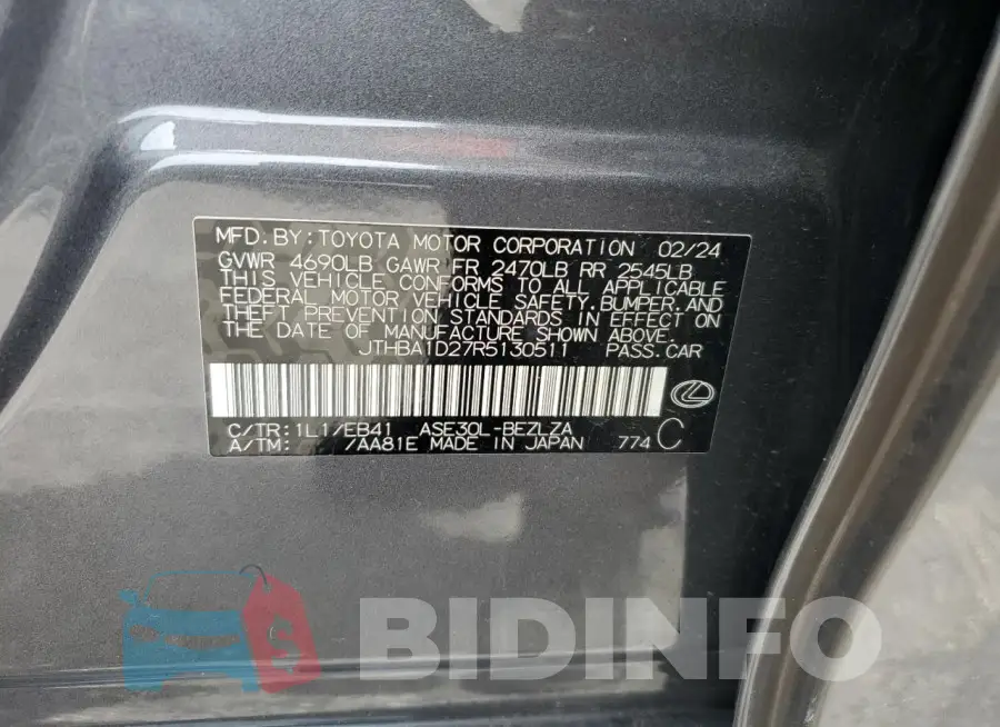 JTHBA1D27R5130511 Photo# 12
