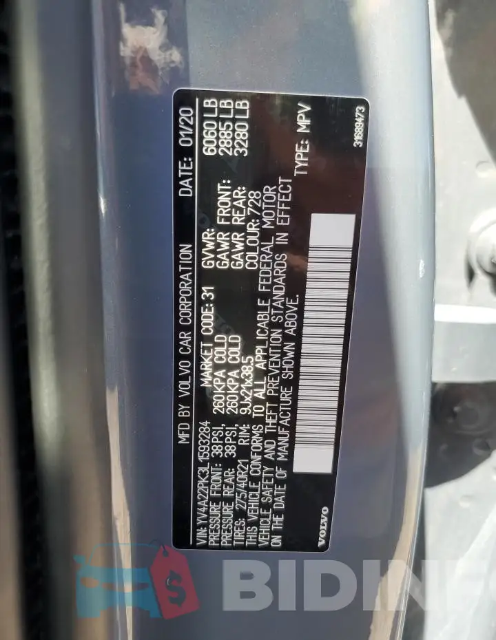 YV4A22PK3L1593284 Photo# 13