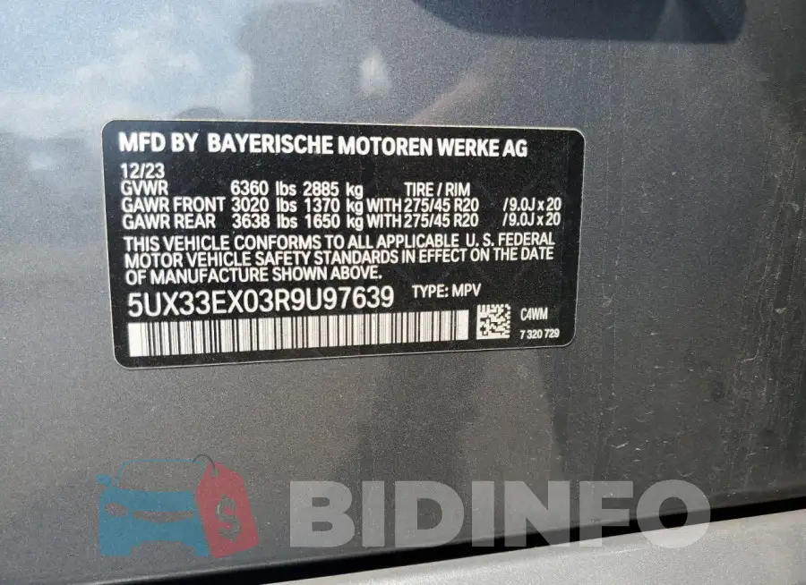 5UX33EX03R9U97639 Photo# 13