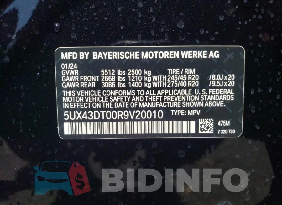 5UX43DT00R9V20010 Photo# 12