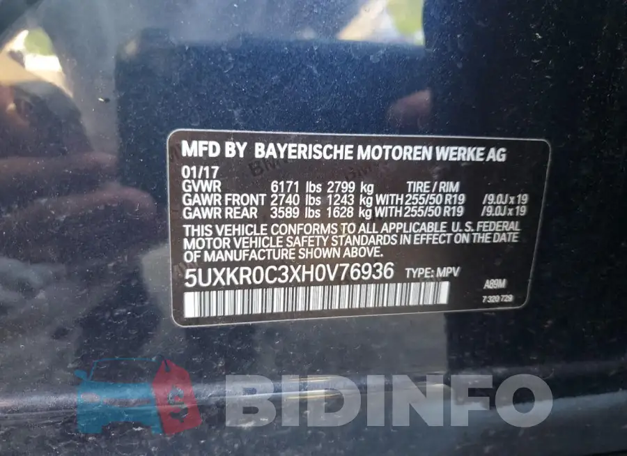 5UXKR0C3XH0V76936 Photo# 13