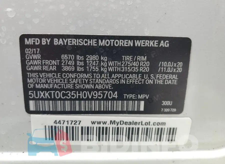 5UXKT0C35H0V95704 Photo# 13