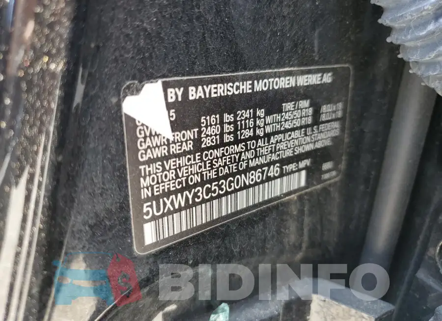 5UXWY3C53G0N86746 Photo# 13