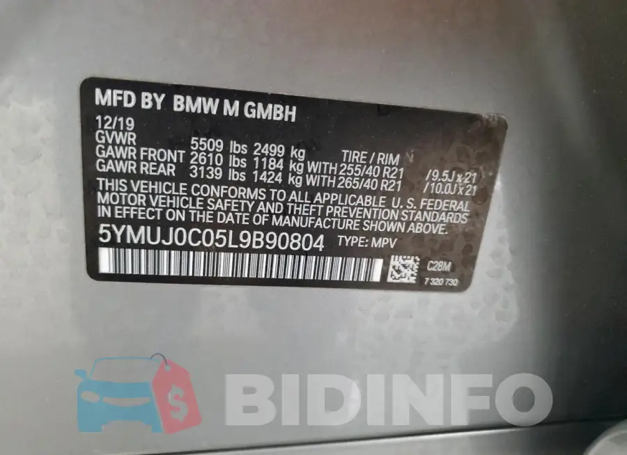 5YMUJ0C05L9B90804 Photo# 13