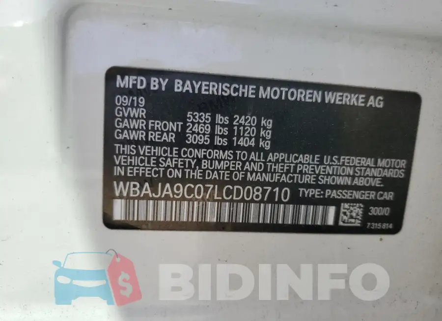 WBAJA9C07LCD08710 Photo# 12