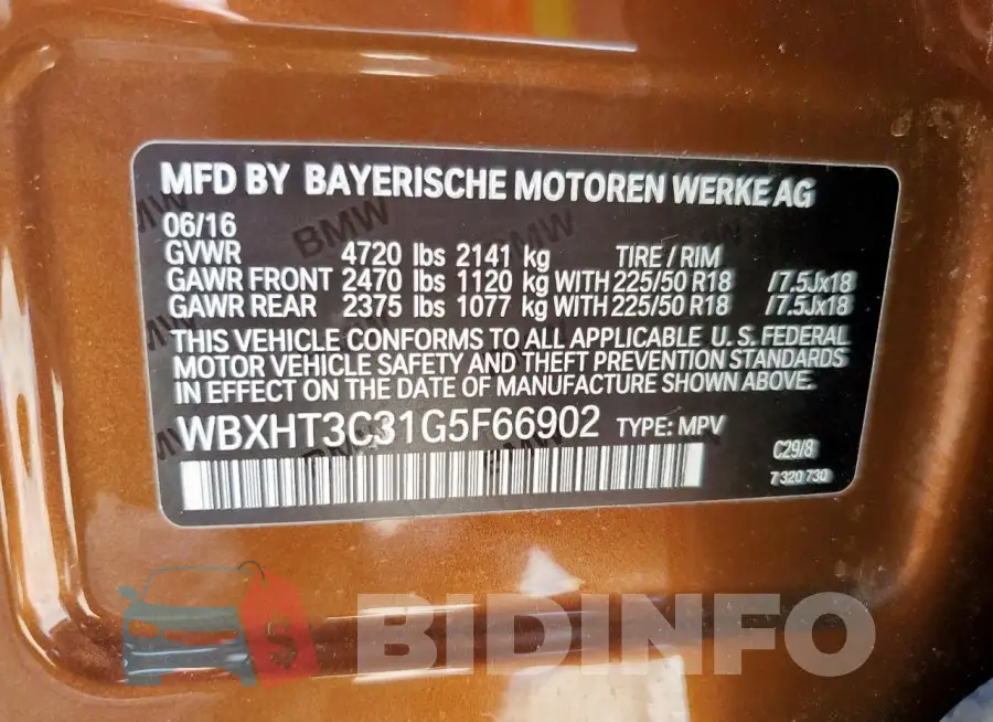 WBXHT3C31G5F66902 Photo# 13
