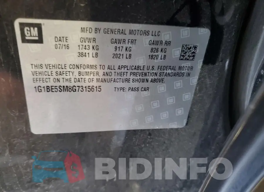 1G1BE5SM8G7315615 Photo# 12