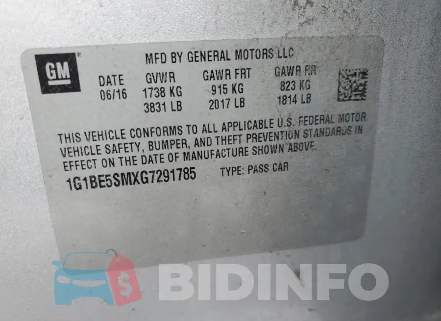 1G1BE5SMXG7291785 Photo# 12