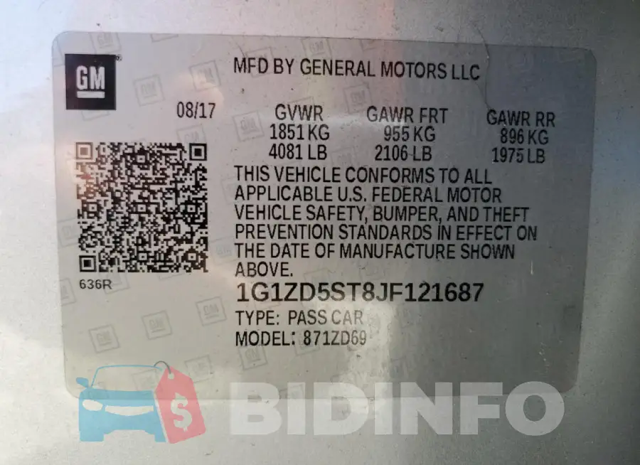 1G1ZD5ST8JF121687 Photo# 13