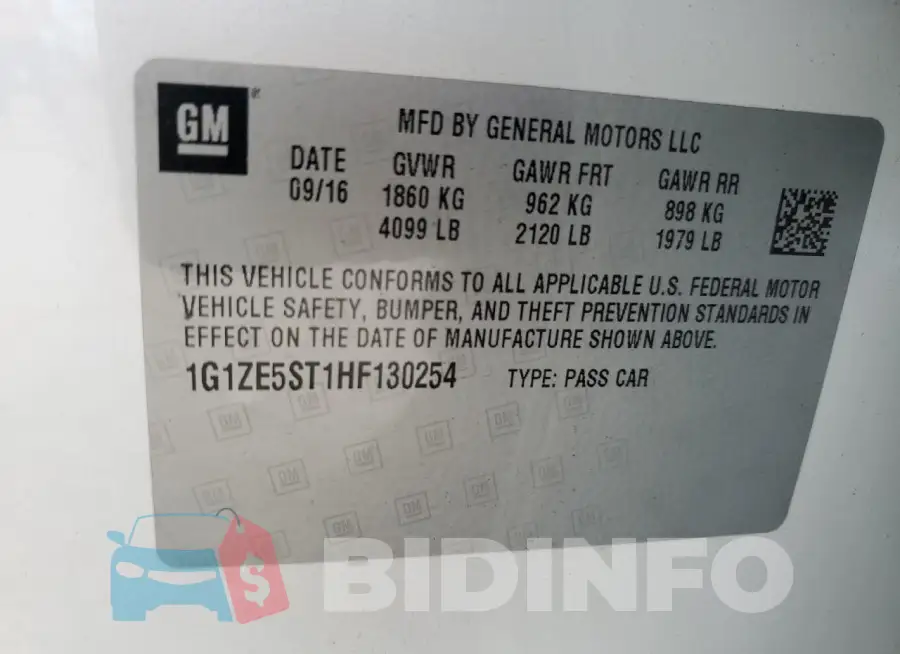 1G1ZE5ST1HF130254 Photo# 12