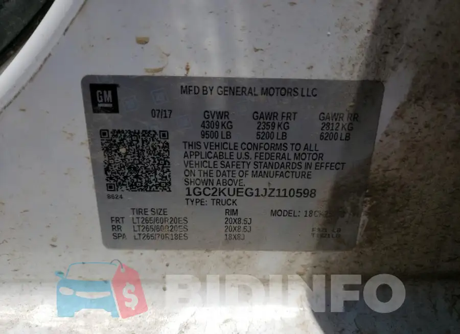 1GC2KUEG1JZ110598 Photo# 12