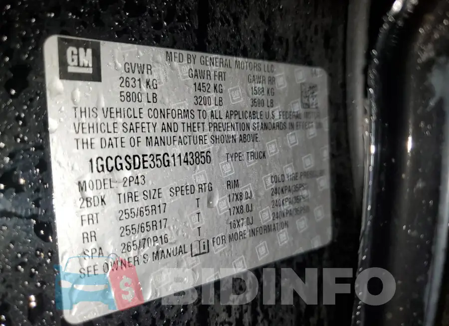 1GCGSDE35G1143856 Photo# 12