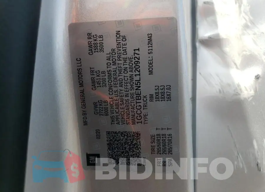 1GCGTBEN5L1209271 Photo# 12