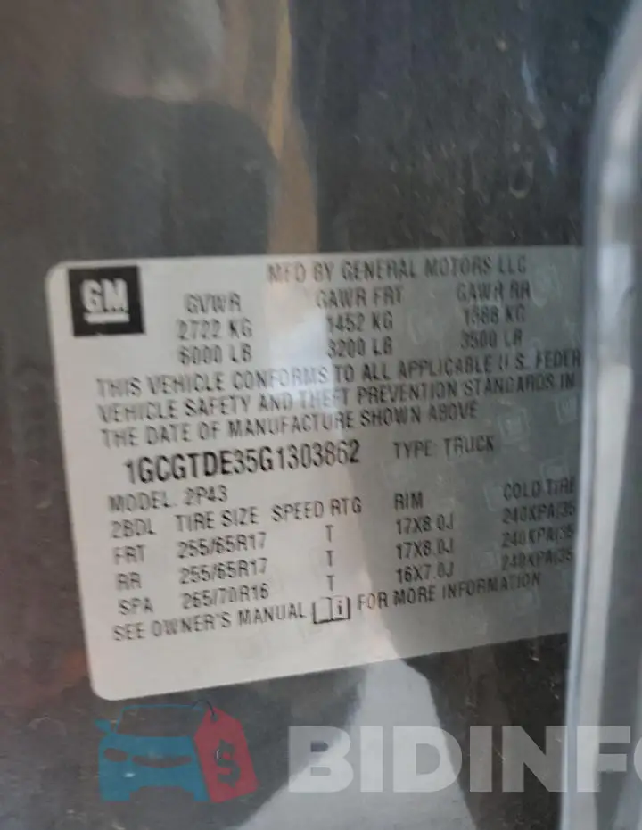 1GCGTDE35G1303862 Photo# 12