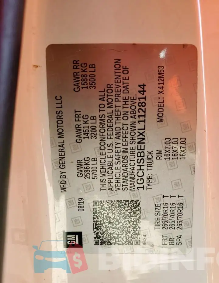 1GCHSBENXL1128144 Photo# 12