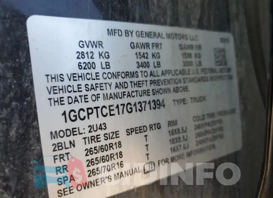 1GCPTCE17G1371394 Photo# 12