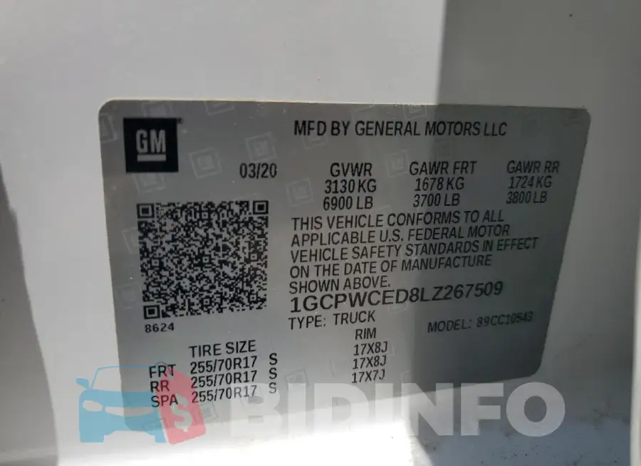 1GCPWCED8LZ267509 Photo# 12