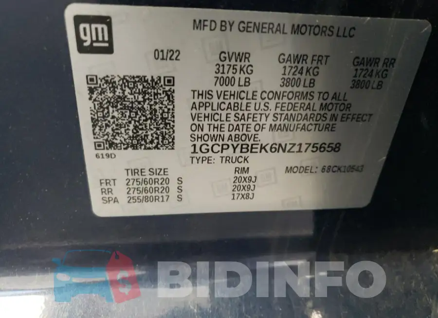 1GCPYBEK6NZ175658 Photo# 12