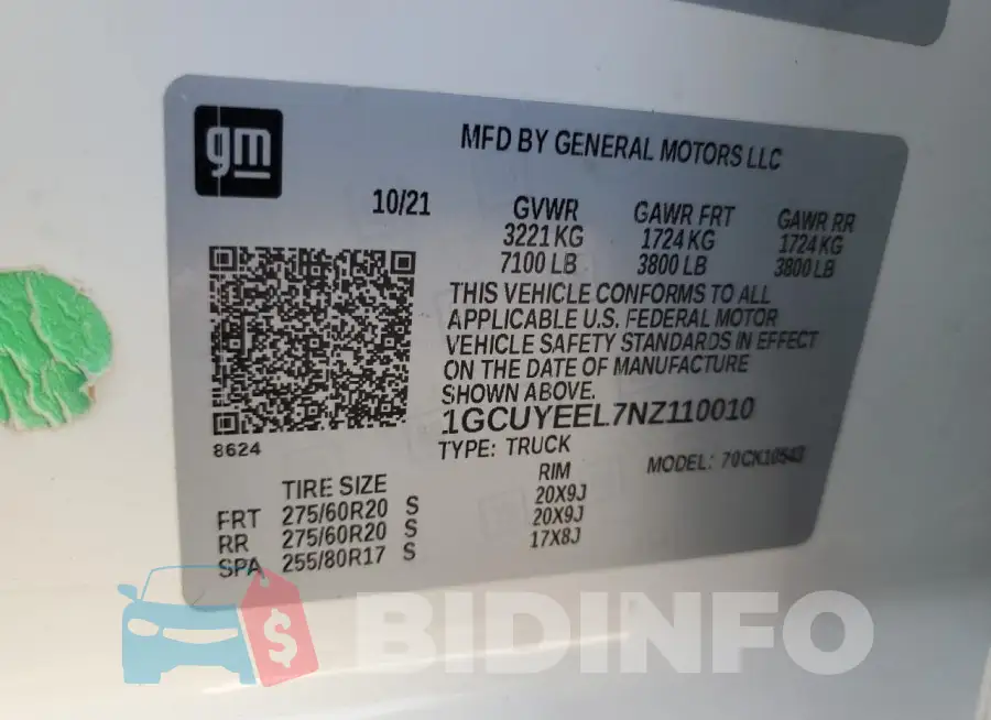 1GCUYEEL7NZ110010 Photo# 12