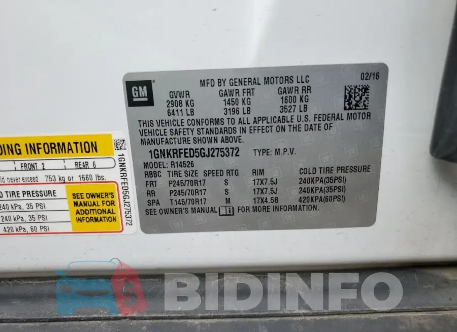 1GNKRFED5GJ275372 Photo# 13