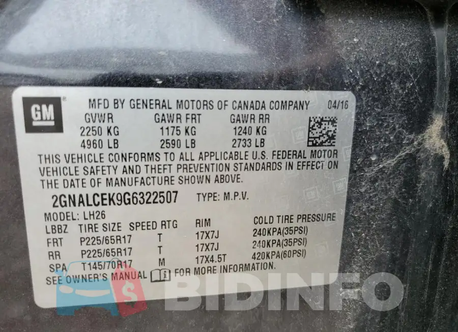 2GNALCEK9G6322507 Photo# 13