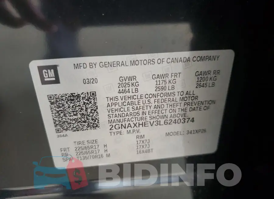 2GNAXHEV3L6240374 Photo# 13