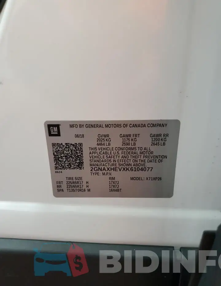 2GNAXHEVXK6104077 Photo# 13