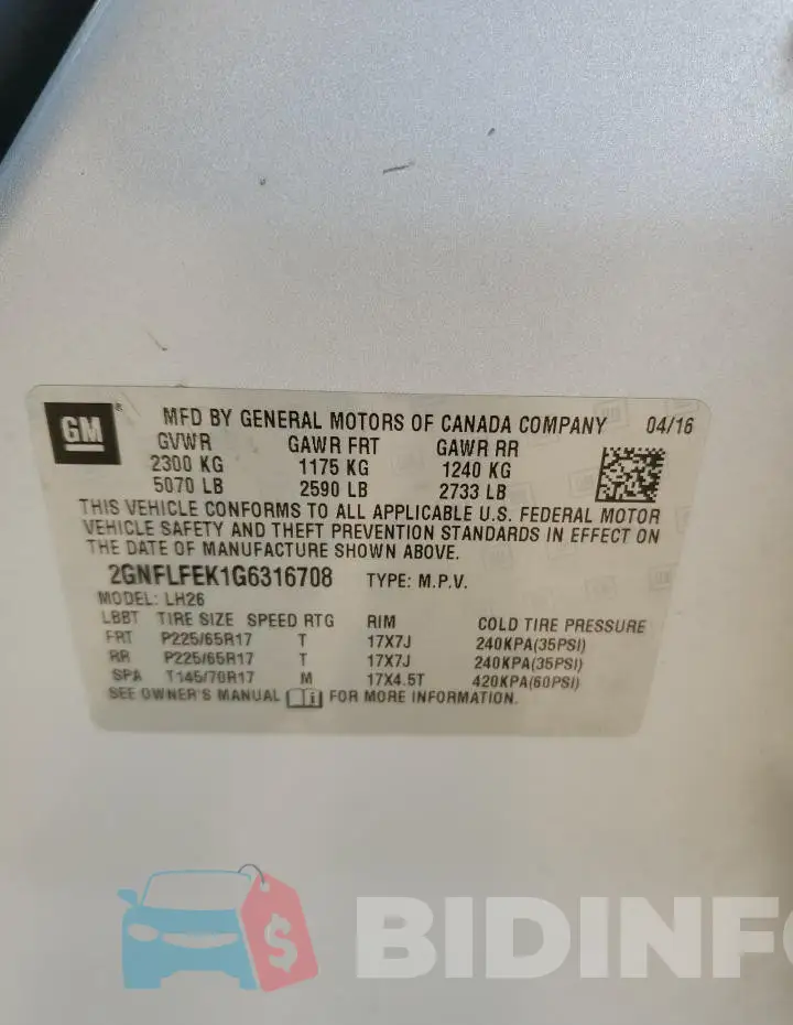 2GNFLFEK1G6316708 Photo# 12