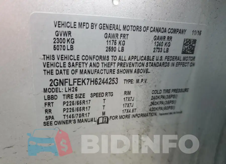 2GNFLFEK7H6244253 Photo# 14