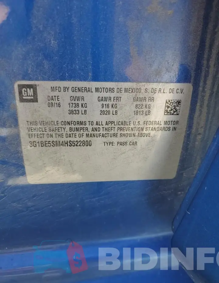 3G1BE5SM4HS522800 Photo# 12