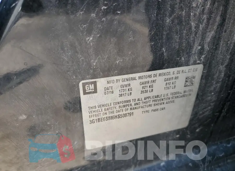 3G1BE6SM6HS508791 Photo# 12