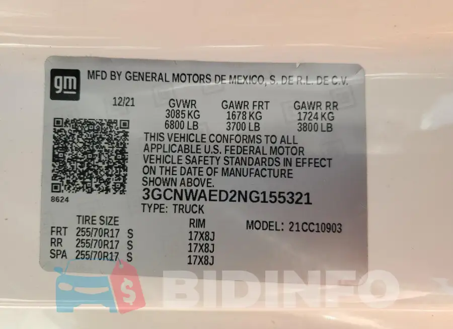 3GCNWAED2NG155321 Photo# 12