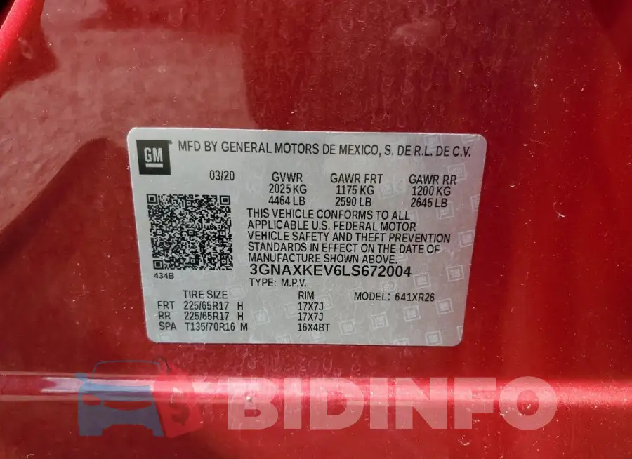 3GNAXKEV6LS672004 Photo# 14