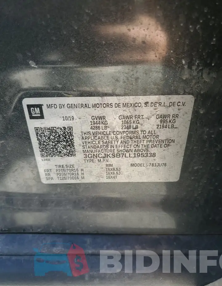 3GNCJKSB7LL195338 Photo# 13