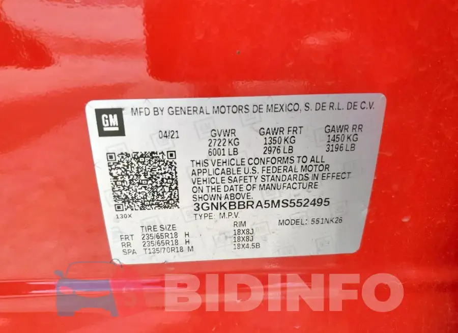 3GNKBBRA5MS552495 Photo# 14