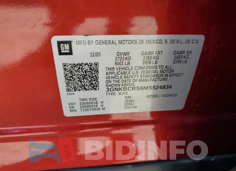 3GNKBCRS6MS524834 Photo# 13