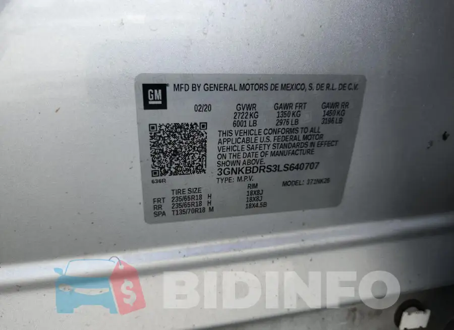 3GNKBDRS3LS640707 Photo# 14