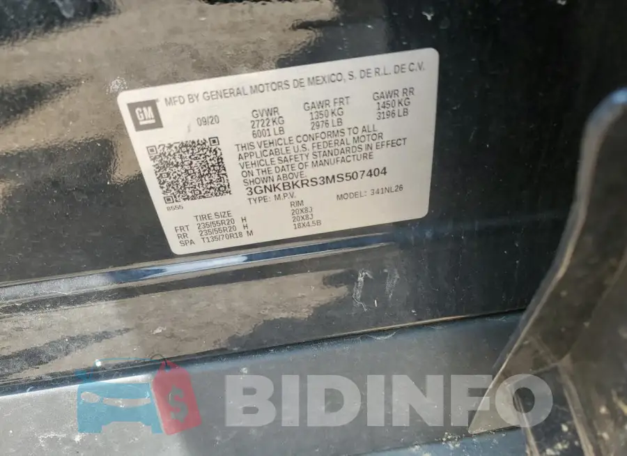 3GNKBKRS3MS507404 Photo# 13