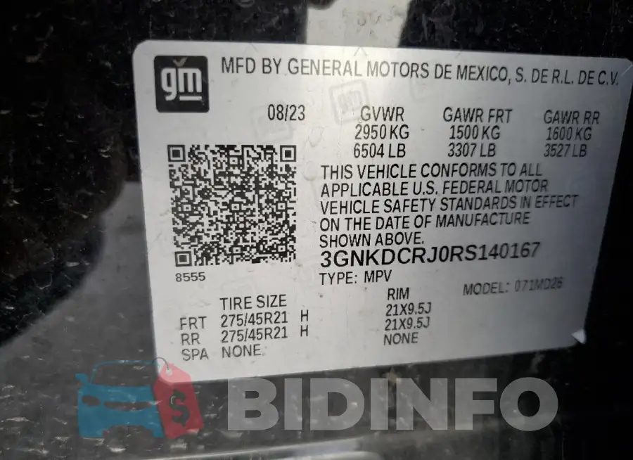 3GNKDCRJ0RS140167 Photo# 13