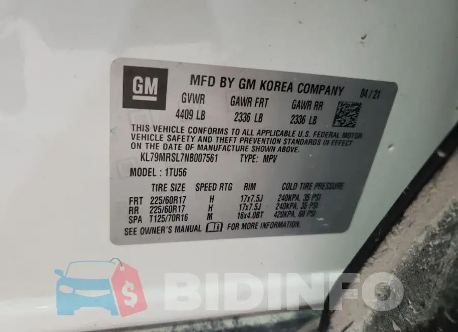 KL79MRSL7NB007561 Photo# 14