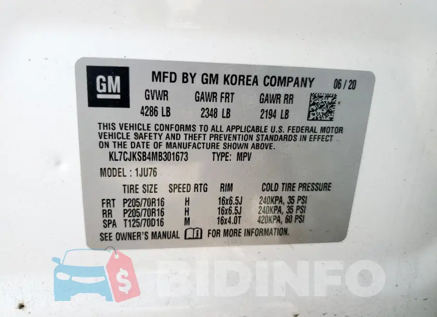 KL7CJKSB4MB301673 Photo# 14